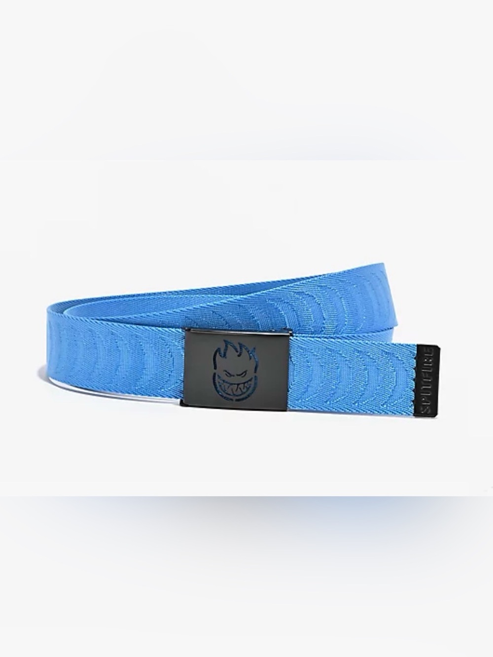 Spitfire Bright Blue Webbing Belt with Black Logo Buckle